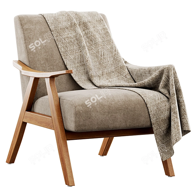 Modern Columbus Armchair with Plush Dimensions 3D model image 4
