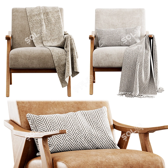 Modern Columbus Armchair with Plush Dimensions 3D model image 5