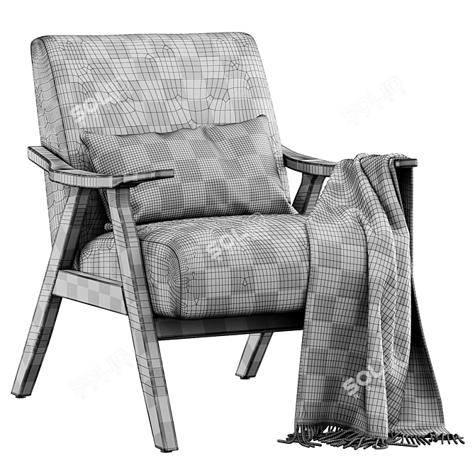 Modern Columbus Armchair with Plush Dimensions 3D model image 6