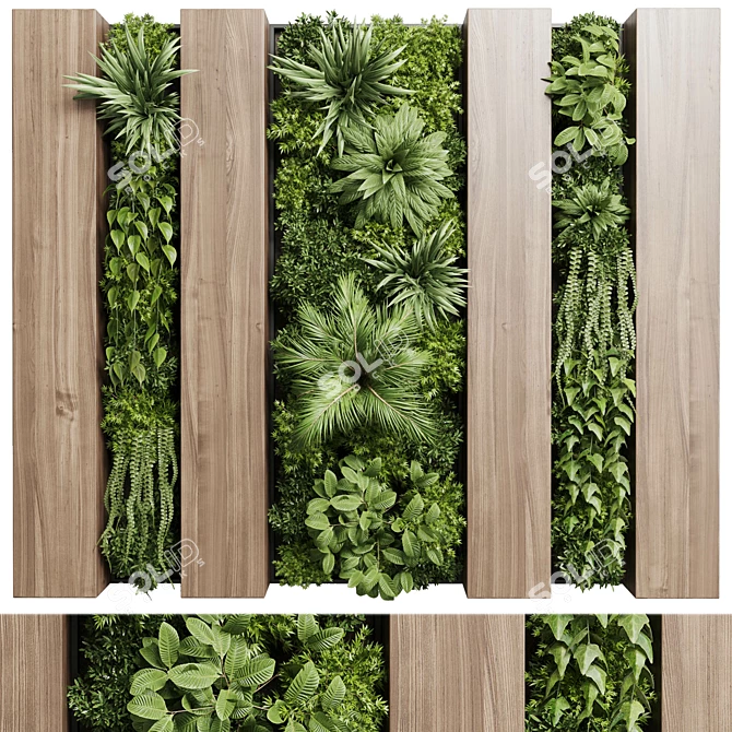 Wooden Frame Vertical Garden Decor 3D model image 1