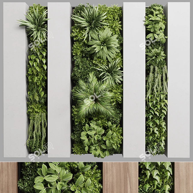 Wooden Frame Vertical Garden Decor 3D model image 2