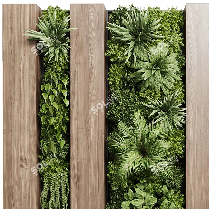 Wooden Frame Vertical Garden Decor 3D model image 4