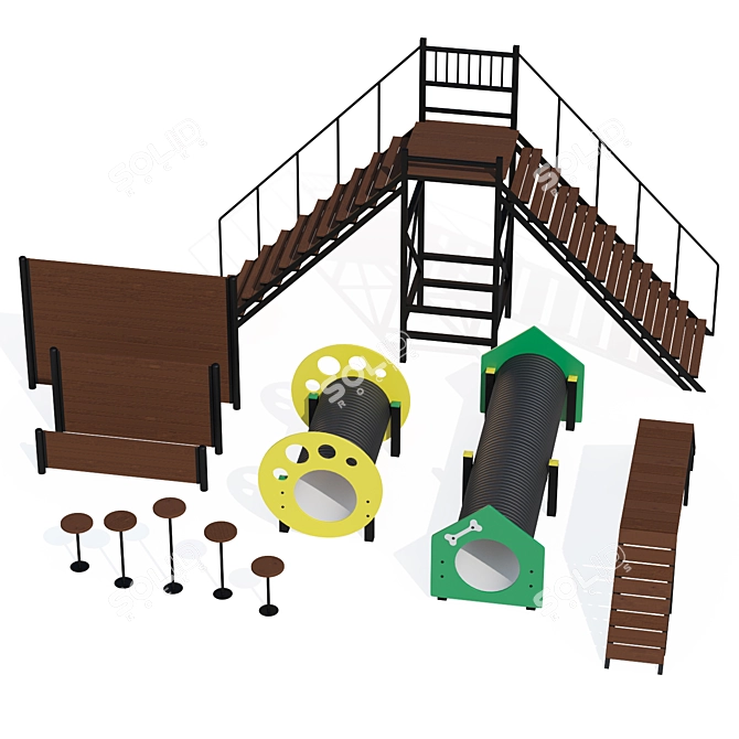 Dog Playground Equipment Set 3D model image 2