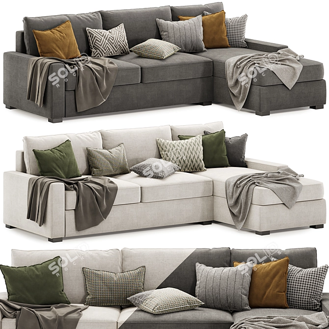 Elegant Maxwell Chaise Sectional 3D model image 1