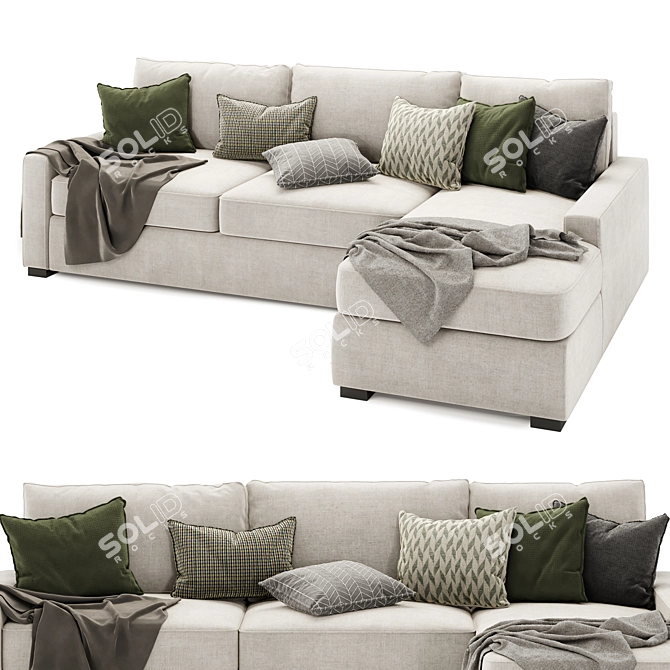 Elegant Maxwell Chaise Sectional 3D model image 2