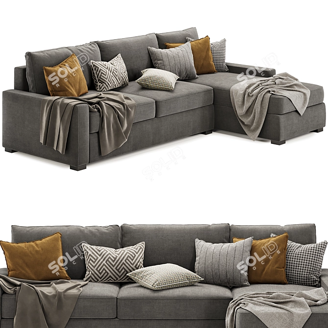 Elegant Maxwell Chaise Sectional 3D model image 3