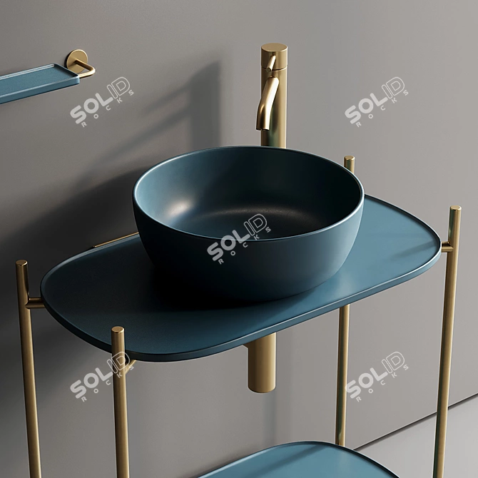 Diva Metal Vanity Unit Set 3D model image 2