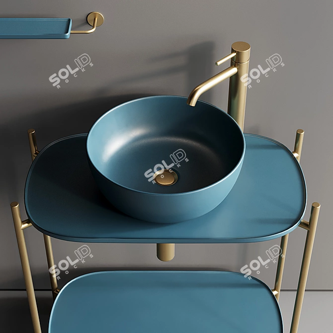 Diva Metal Vanity Unit Set 3D model image 3