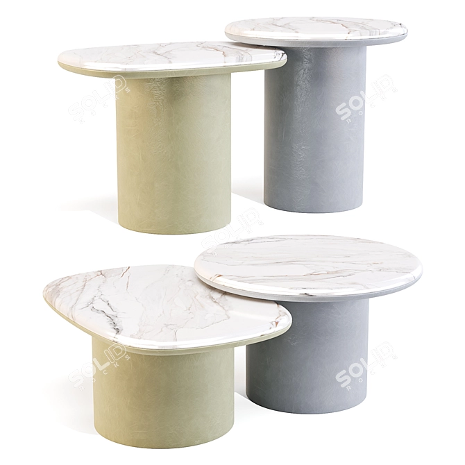 Gemini Leather Marble Coffee Tables 3D model image 1