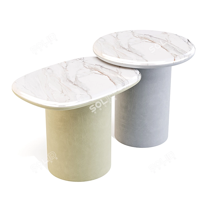 Gemini Leather Marble Coffee Tables 3D model image 4