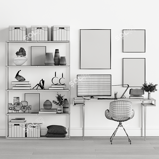 Minimalist Home Office Set 3D model image 6