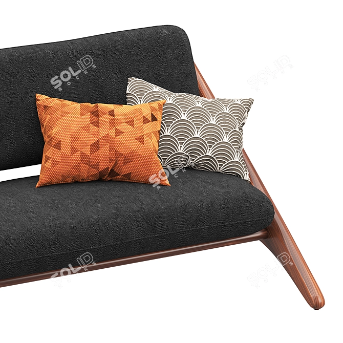 Modern Angolo Velvet Espresso Sofa 3D model image 4