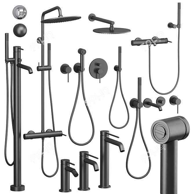 Gattoni Circle Two Bathroom Set 3D model image 1