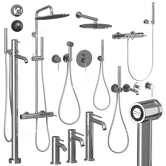 Gattoni Circle Two Bathroom Set 3D model image 2