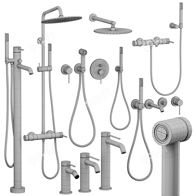 Gattoni Circle Two Bathroom Set 3D model image 3