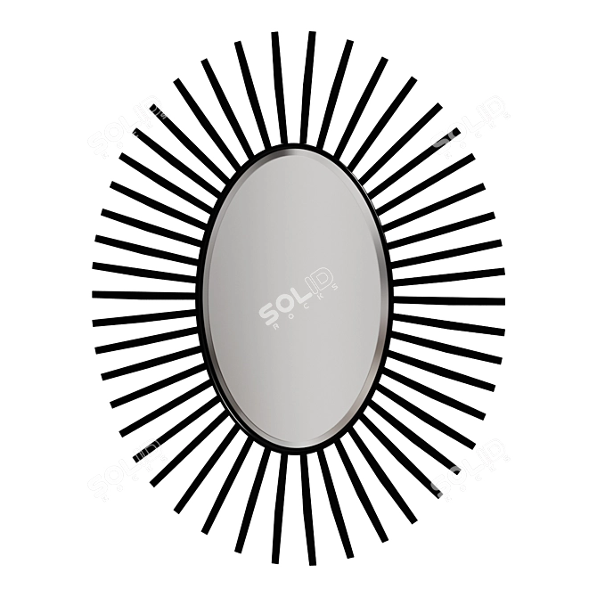 Elegant Starstruck Black Oval Mirror 3D model image 1