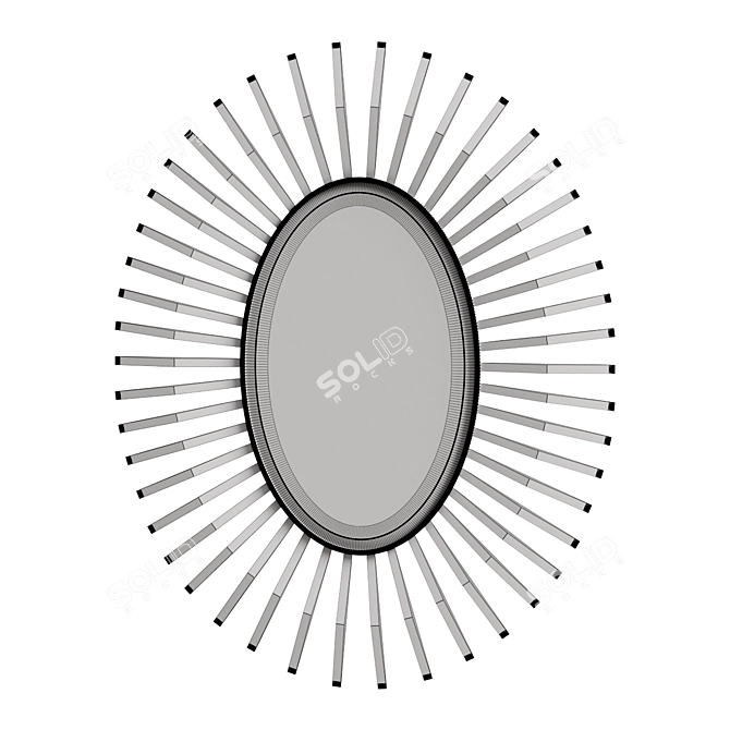 Elegant Starstruck Black Oval Mirror 3D model image 2