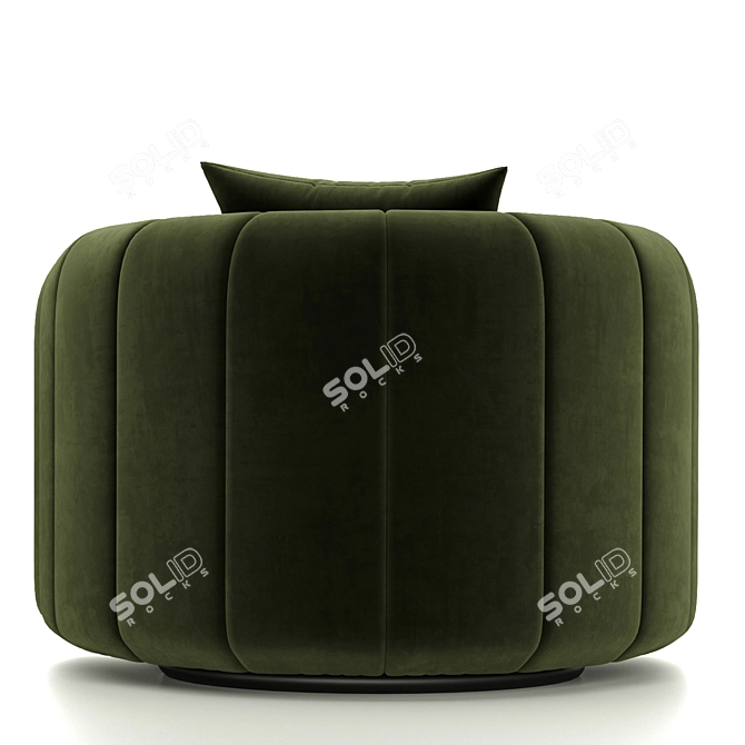 Luxe Green Velvet Swivel Chair 3D model image 3