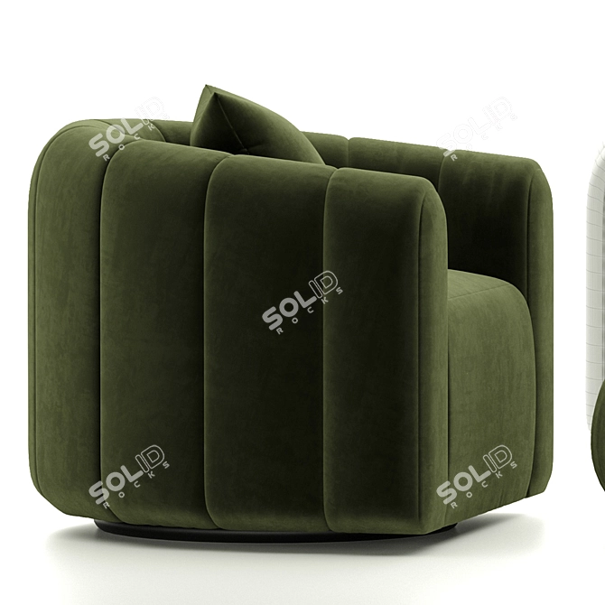 Luxe Green Velvet Swivel Chair 3D model image 4