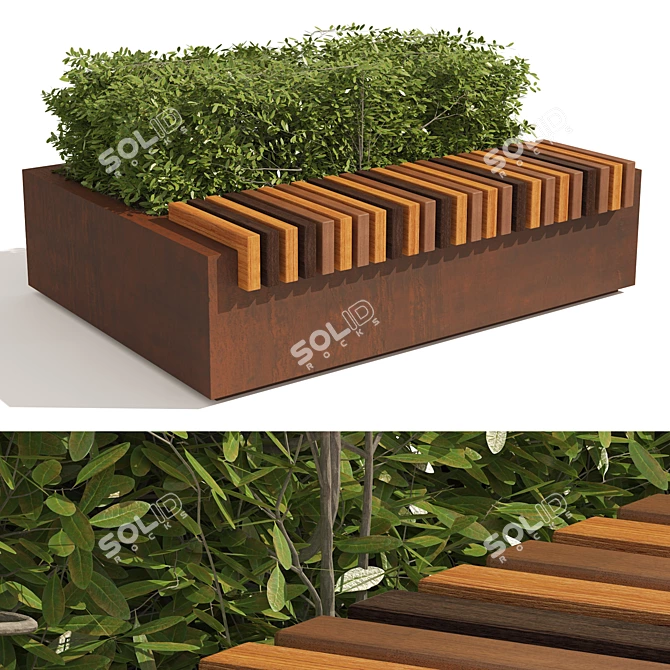 Cherry Laurel Bench with Topiary 3D model image 1