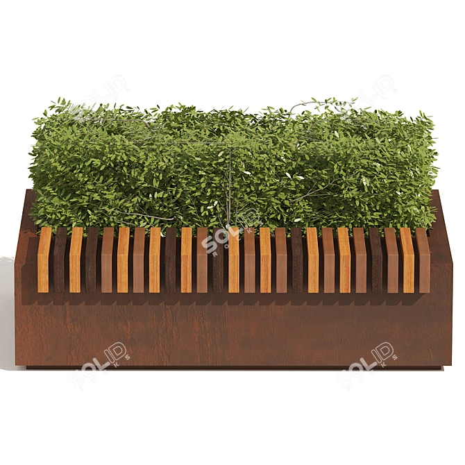 Cherry Laurel Bench with Topiary 3D model image 3