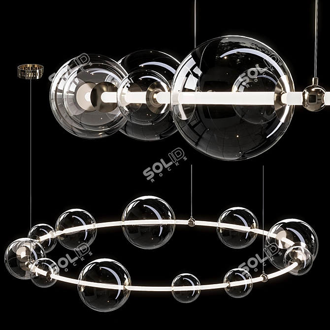 Modern Industrial Pendant Light 12 Globes 3D model image 1