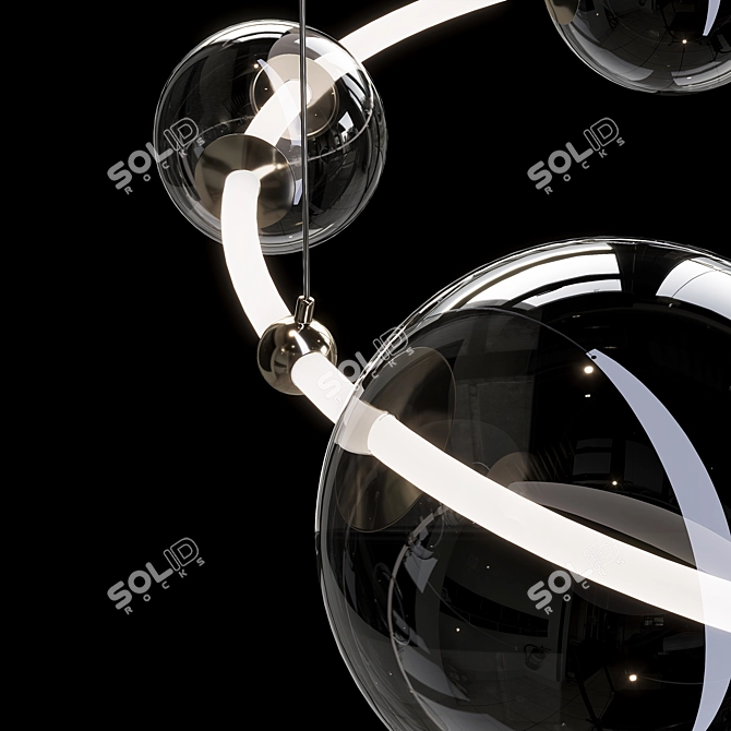 Modern Industrial Pendant Light 12 Globes 3D model image 2