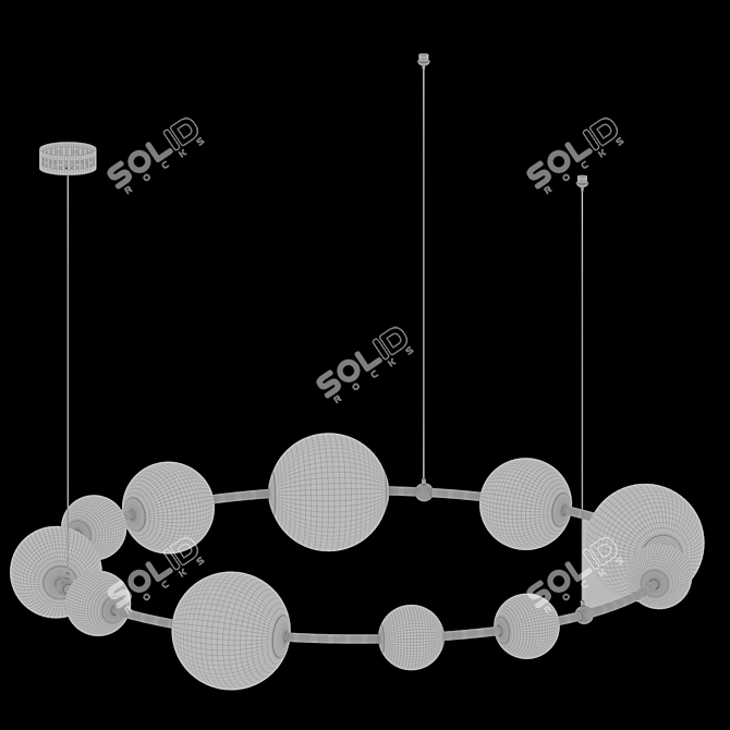 Modern Industrial Pendant Light 12 Globes 3D model image 3