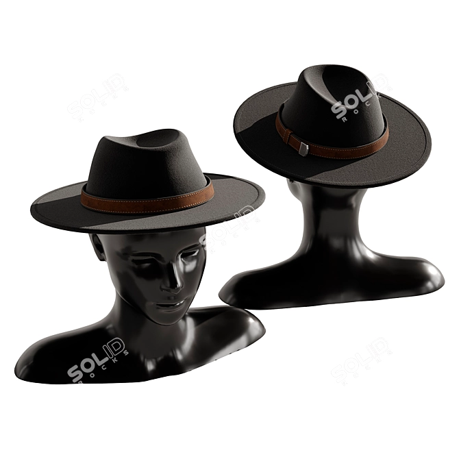 Vintage Hat Set 3D Model 3D model image 2