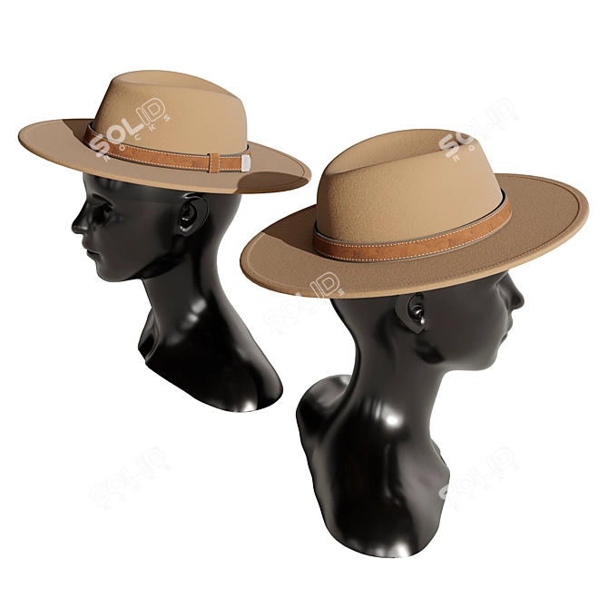 Vintage Hat Set 3D Model 3D model image 5