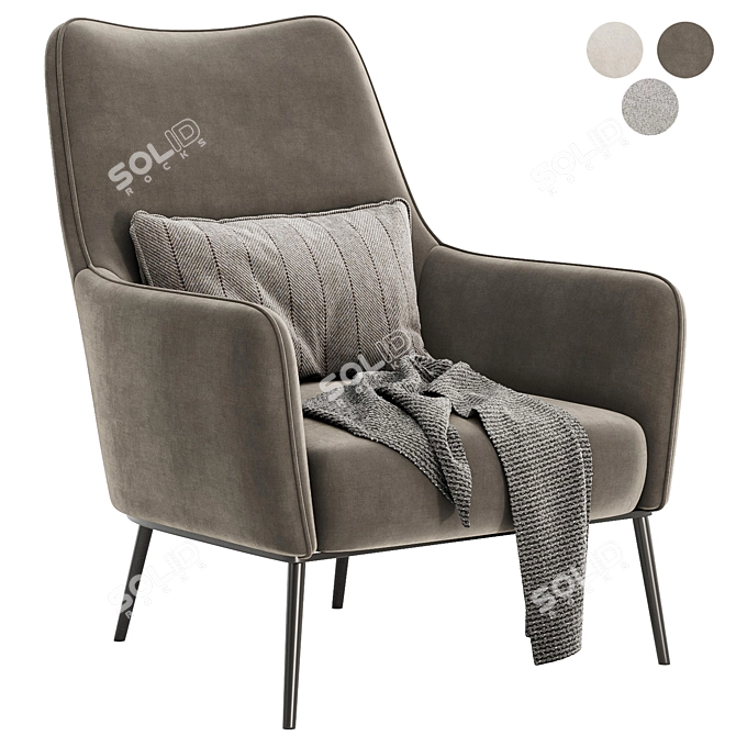 Sleek Onyx Cortez Theo Chair 3D model image 2