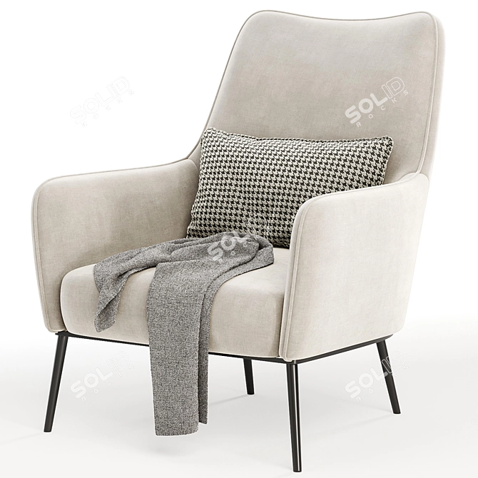 Sleek Onyx Cortez Theo Chair 3D model image 4