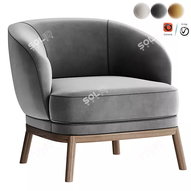 Elegant Modern Ruth Armchair Design 3D model image 4