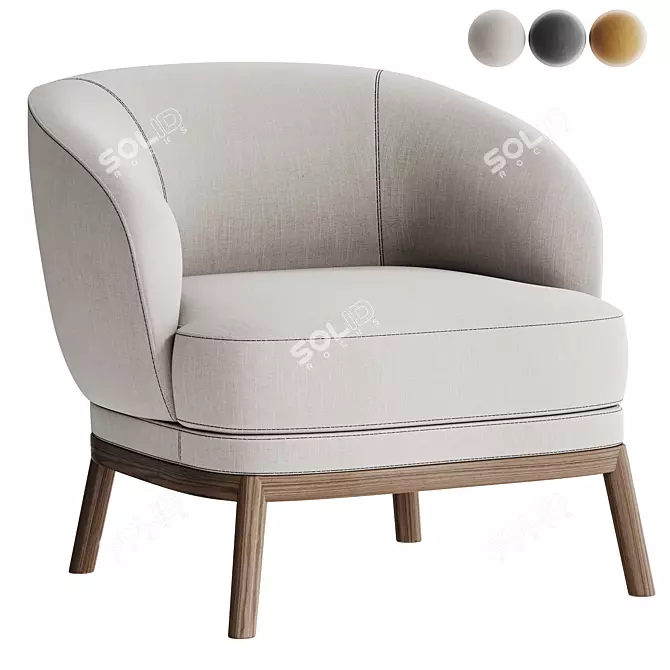 Elegant Modern Ruth Armchair Design 3D model image 5
