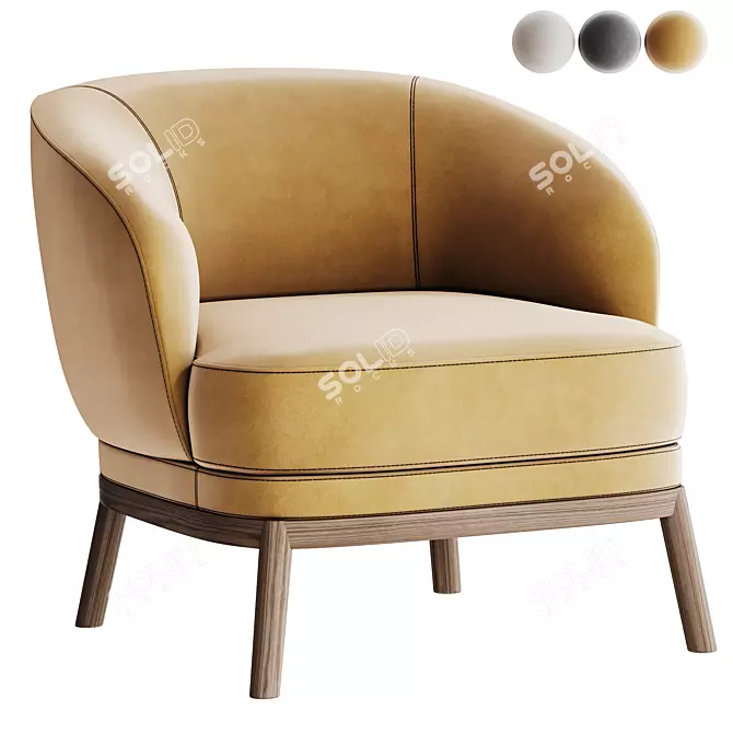 Elegant Modern Ruth Armchair Design 3D model image 1
