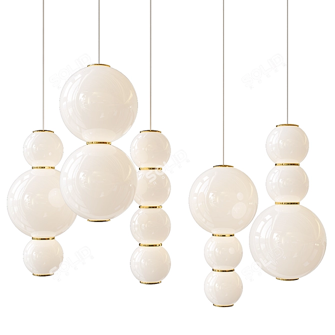 Satin Glass LED Pendant Light 3D model image 1