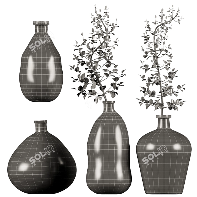  Radiant Amber Glass Vases 3D model image 3