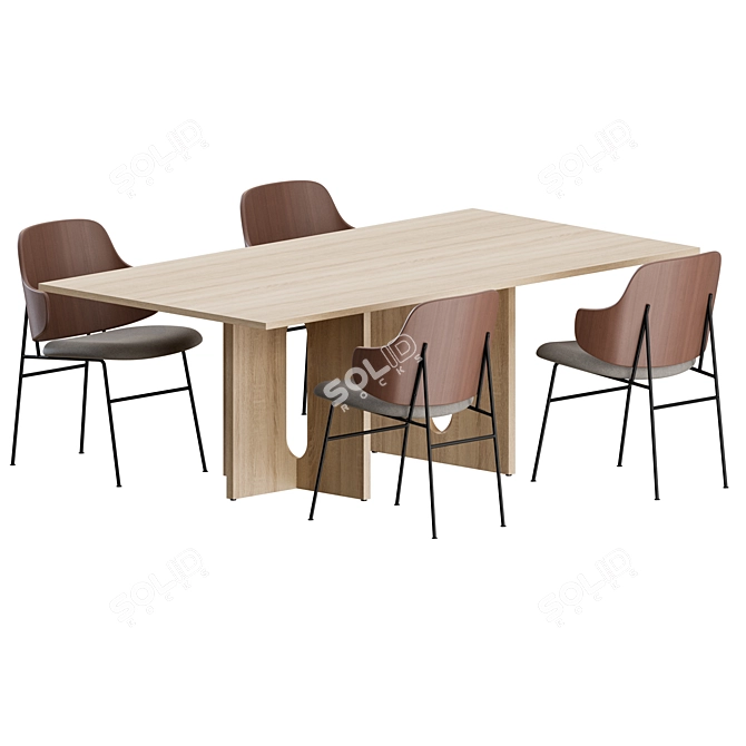 Danish Modern Penguin Dining Set 3D model image 1