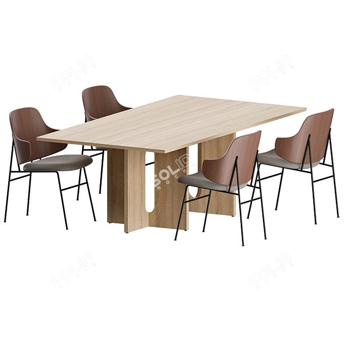 Danish Modern Penguin Dining Set 3D model image 4