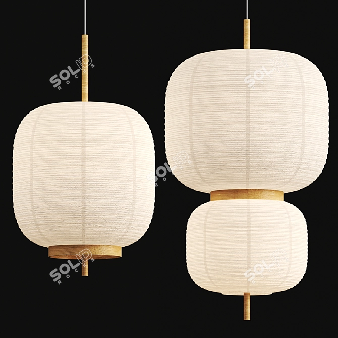 Misaki Paper Wood Table Decor 3D model image 1