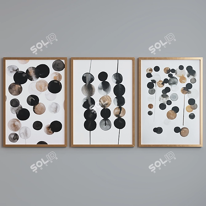 Modern Abstract Circle Picture Frame Set 3D model image 2