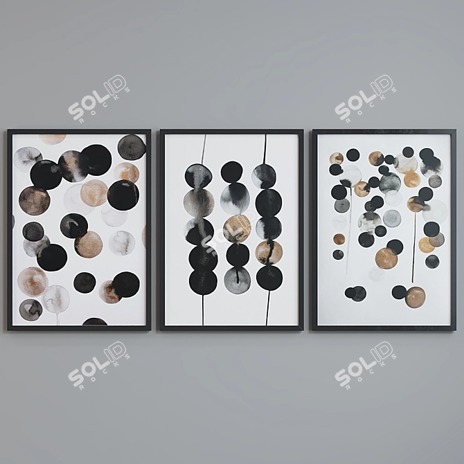 Modern Abstract Circle Picture Frame Set 3D model image 3