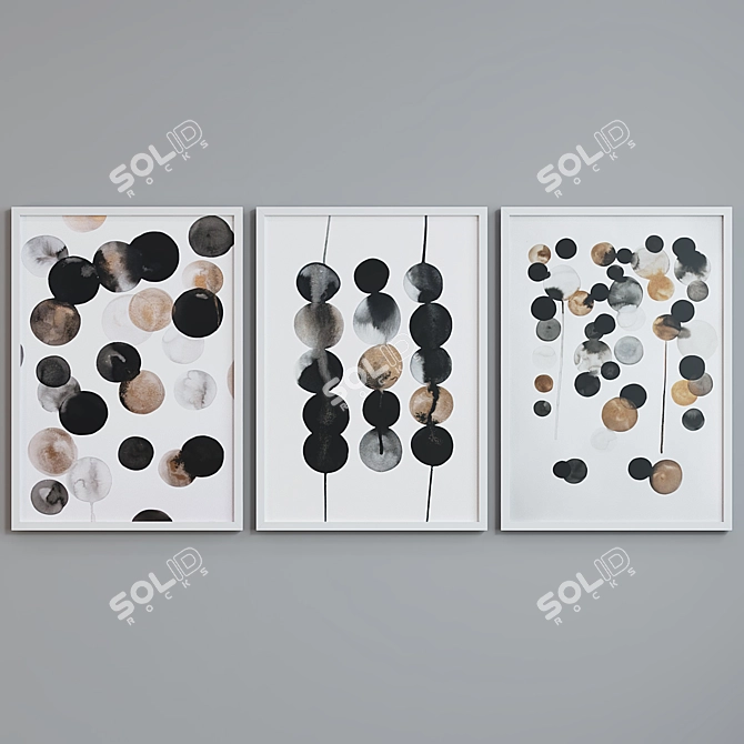 Modern Abstract Circle Picture Frame Set 3D model image 4