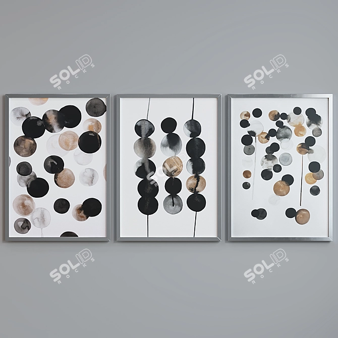 Modern Abstract Circle Picture Frame Set 3D model image 5