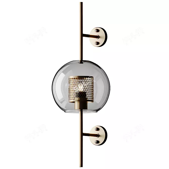  Brass Globe Glass Wall Sconce 3D model image 2