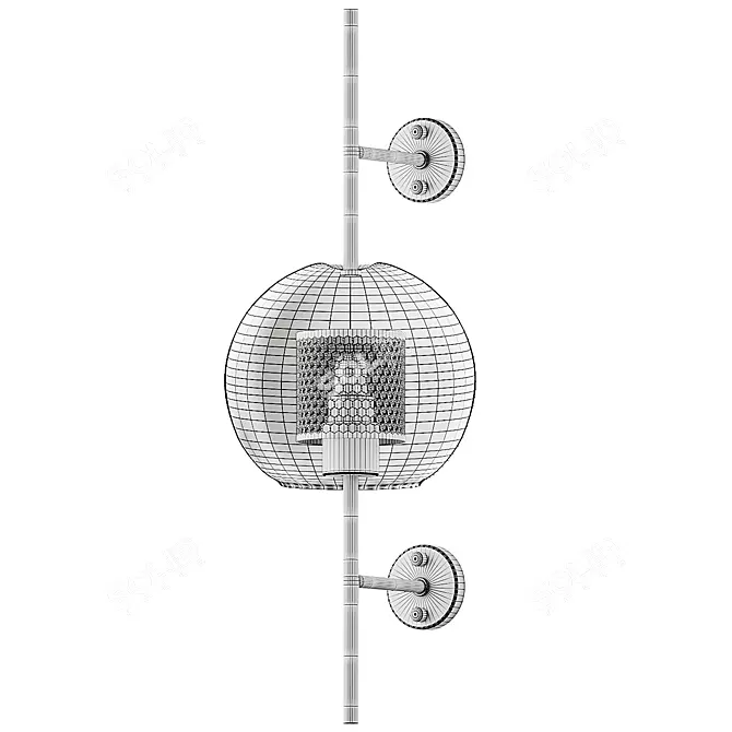  Brass Globe Glass Wall Sconce 3D model image 3