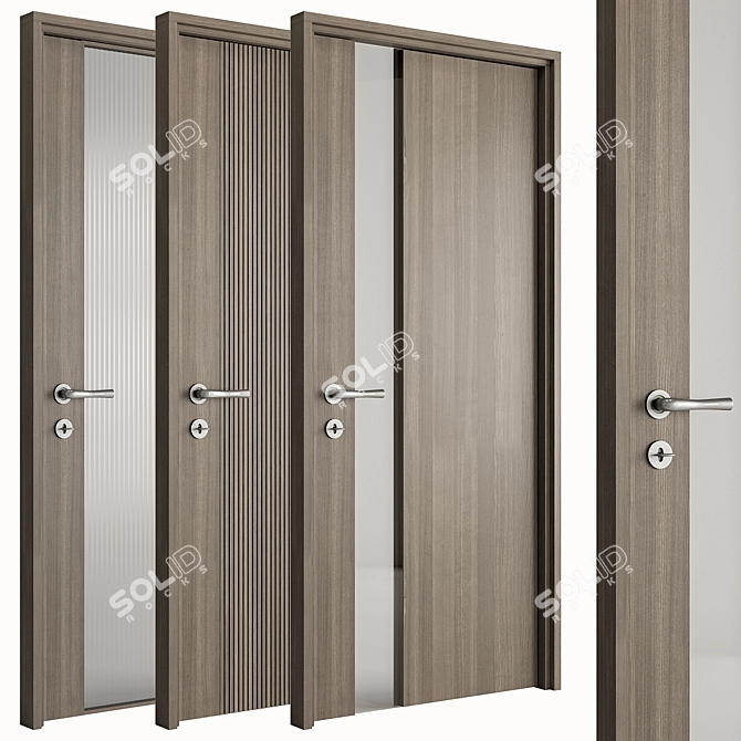 Rustic Style Wooden Doors Set 3D model image 1