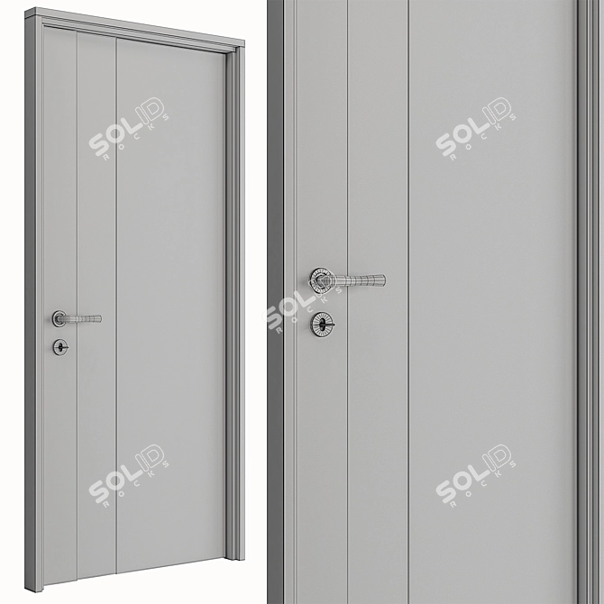 Rustic Style Wooden Doors Set 3D model image 7