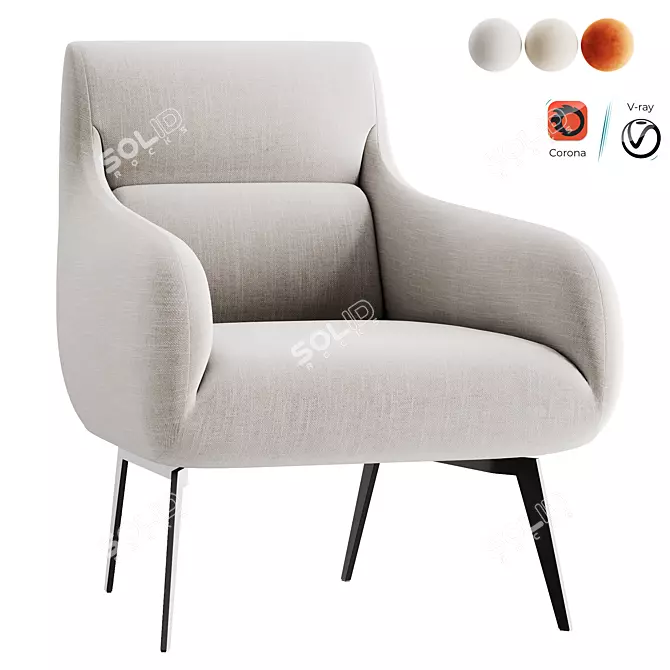 Elegant Dia Nicoline Armchair 3D model image 1