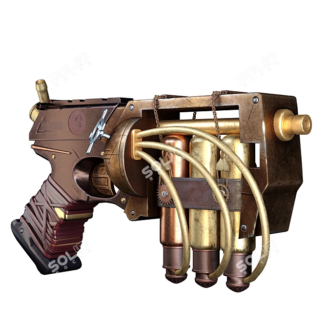 Realistic Steampunk Gun Model 3D model image 2